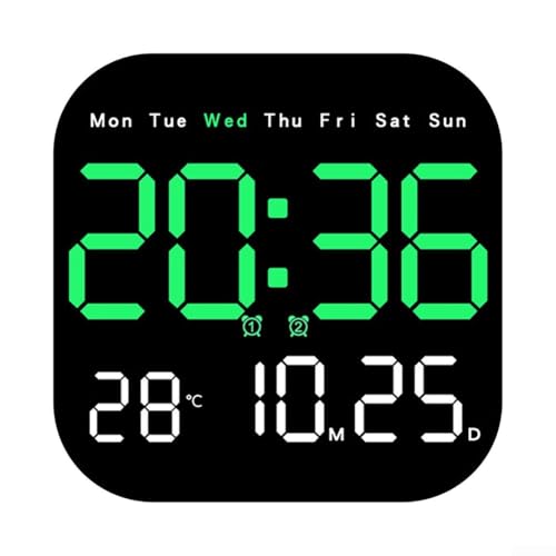 Moderne Design Digitale Wanduhr mit intuitiver Fernbedienung für schnellen Zugriff auf wichtige Informationen (Grün) von ToolsEvery