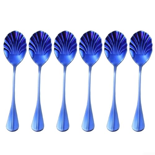 Muschelförmiger Löffel aus Edelstahl zum eleganten Servieren von Desserts zu verschiedenen Anlässen (blau) von ToolsEvery