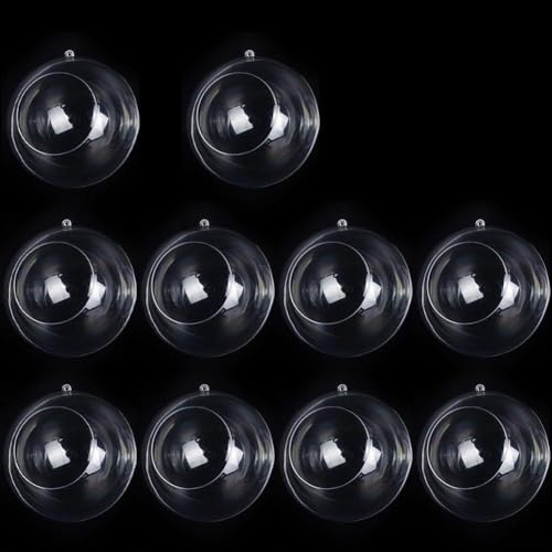 Offene Acryl-Kugeln, Set mit 10 befüllbaren Ornamenten, perfekt für Heimdekoration und festliche Anlässe (12 cm) von ToolsEvery