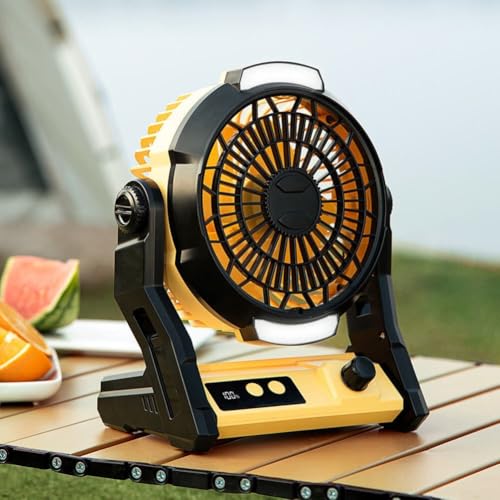 Outdoor-Campingventilator, 10.000 mAh, batteriebetrieben, LED-Beleuchtung, 100 Geschwindigkeitsregelung, tragbarer Powerbank-Timer, für Wohnmobil, Yacht, Strand (grau) von ToolsEvery
