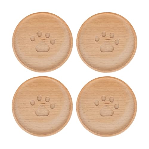 Runde Untersetzer aus Buchenholz mit bezauberndem Bärentatzen-Design, 4-teiliges Set, perfekte Ergänzung zu Ihrem Ess- oder Couchtisch-Dekor von ToolsEvery
