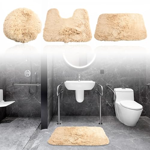 Rutschfester Chenille-Badteppich, 3er-Set für ultimativen Komfort in Ihrem Badezimmer (Khaki) von ToolsEvery