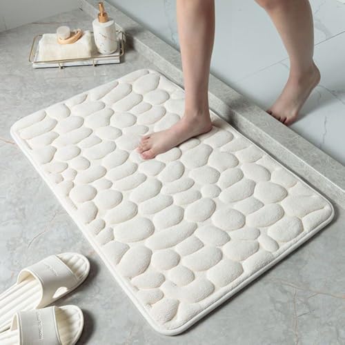 Saugfähige Badematte aus Memory-Schaum, rutschfestes Design für Badezimmer, Toiletten und Puderräume (Milchweiß) von ToolsEvery