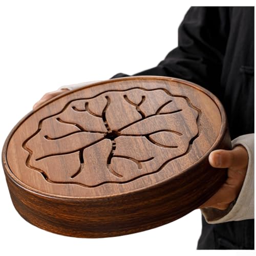 Teekanne im minimalistischen Stil mit Wasserspeicherfunktion, Walnuss-Wasserspeicher, Teetablett, Trockenbrühen, Teelicht, luxuriöser Retro-Stil (Lotusblatt) von ToolsEvery