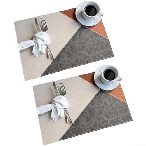 Tischsets aus Leder, 2er-Set, 45,7 x 30,5 cm, hitzebeständig schützt den Tisch vor Beschädigungen, leicht zu reinigen für praktisches und stilvolles Essen (Beige) von ToolsEvery