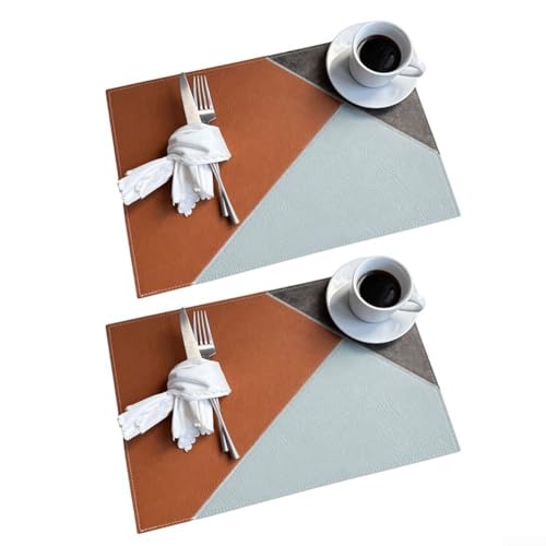 Tischsets aus Leder, 2er-Set, 45,7 x 30,5 cm, hitzebeständig schützt den Tisch vor Beschädigungen, leicht zu reinigen für praktisches und stilvolles Essen (gelbbraun) von ToolsEvery