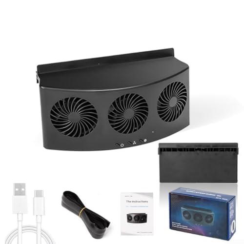 ToolsEvery Tragbarer Auto-USB-Ventilator für bessere Luftzirkulation und komfortables Fahren (Schwarz | Power On) von ToolsEvery
