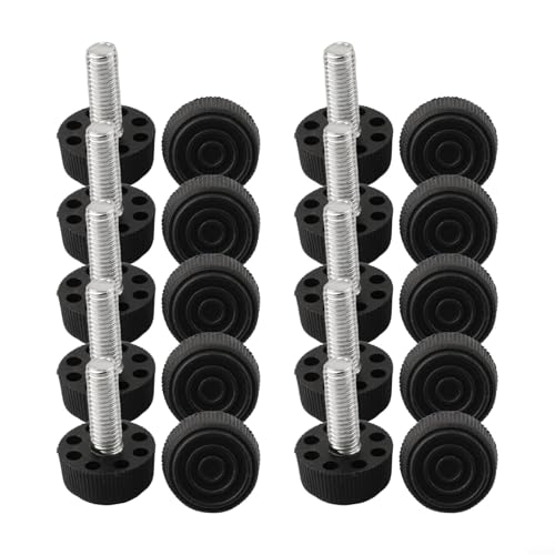 Verstellbare Fußerhöhung, 10 Stück, schwarze Kunststoffbasis für Tische und Hocker, leicht zu greifendes Gewinde (M8 x 24 x 25 mm) von ToolsEvery