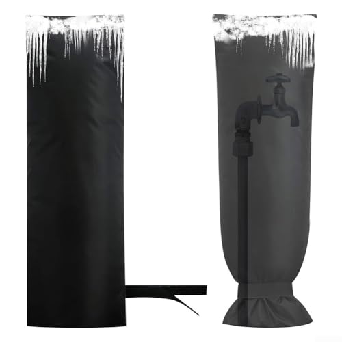 Wasserhahn-Abdeckungen für den Winter, wasserdichtes Oxford-Gewebe, verdickter Sprinkler-Gefrierschutz, wiederverwendbare Wasserhahn-Isolierung, 37 x 70 cm, schwarz (1 Stück) von ToolsEvery