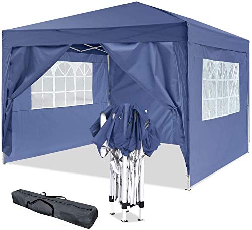 TOOLUCK 3x3m Pavillon Faltbar Partyzelt Faltpavillon Wasserdicht Stabil Gartenpavillon Popup Pavillon mit 4 Seitenteilen, Blau von Tooluck