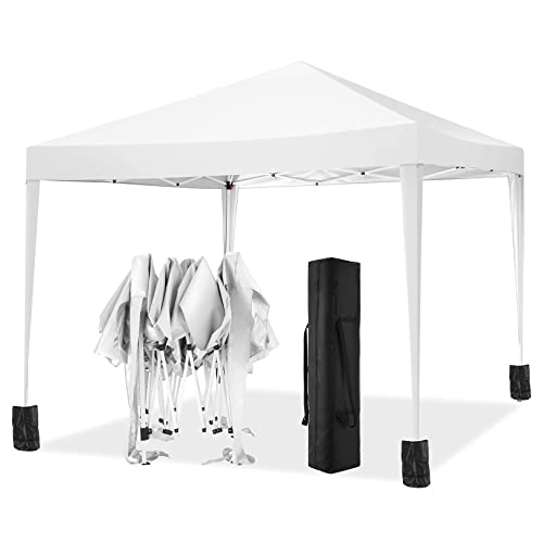 TOOLUCK Pavillon 3x3m Wasserdicht Stabil Faltpavillon Pop up Gartenpavillon Partyzelt Bierzelt Faltbar Gartenzelt mit 4 Sandsack, Höhenverstellbar, Weiß von Tooluck