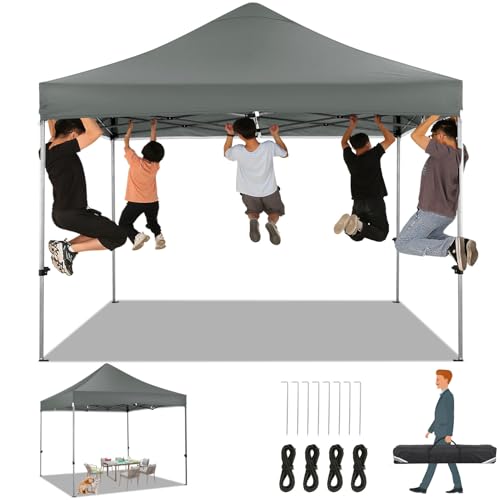 COBIZI Faltpavillon Pavillon 3x3M Wasserdicht Stabil Winterfest ohne Seitenwände, Robustes Pop-Up-Zelt,Einfach Aufzubauen,UV Schutz 50+ 3 Höhenverstellbar, Partyzelt mit Tragetasche,Grau von COBIZI