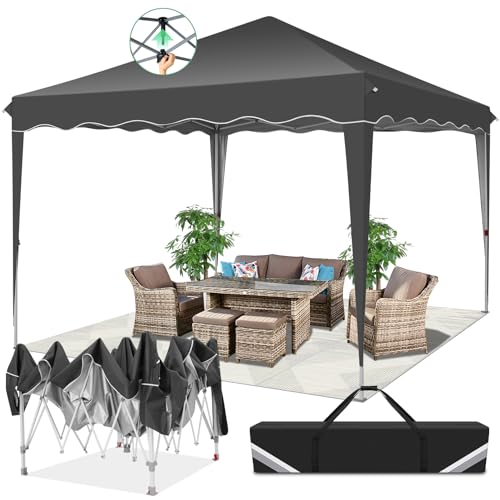 TOOLUCK Pavillon 3x3m, Faltpavillon 3x3m Wasserdicht Stabil, UV-Schutz 50+ Faltbarer Pop Up Pavillon, Höhenverstellbar Gartenpavillon für Outdoor-Aktivitäten, Gartenpartys, Autozelte, Schwarz von Tooluck