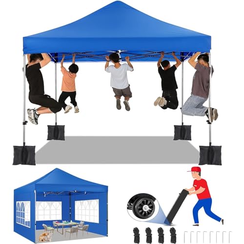 COBIZI Faltpavillon 3x3 Pavillon 3x3 Wasserdicht Stabil Winterfest 2.0, Outdoor Faltbar Gartenpavillon Pavillion UV Schutz 50+ 3 Höhenverstellbar, Partyzelt mit 4 Seitenteilen und 4 Sandsack Blau von COBIZI