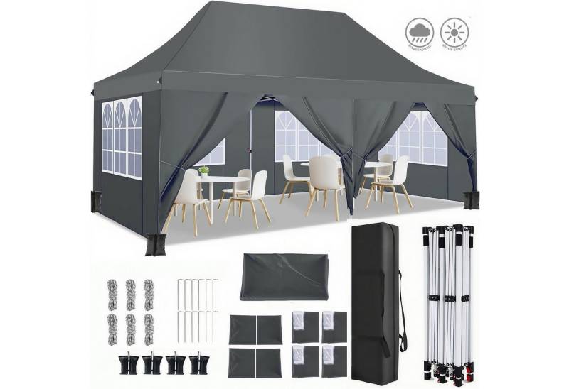 Tooluck Faltpavillon 3X6m Wasserdicht UV 50+ Stabil Gartenzelt Partyzelt Faltbar, mit 4 Seitenteilen, mit 6 Seitenteilen Upgrade-Hochdach und Tragetasche Gartenpavillon von Tooluck