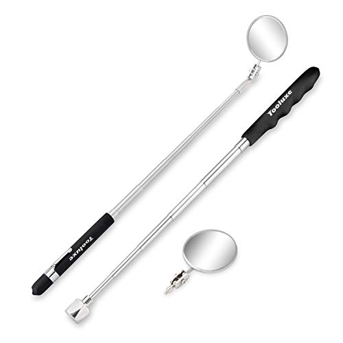 TOOLUXE 20731L Magnetisches Pick Up Werkzeug und Inspektionsspiegel Set | Teleskopgriff mit zusätzlicher Spiegelbefestigung | 3-teilig von Tooluxe
