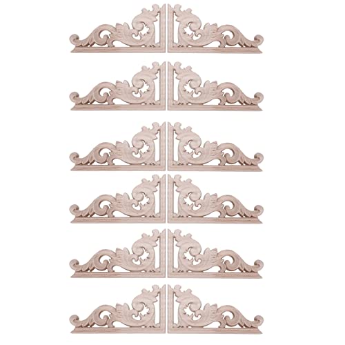 Toolvvik 12 Stück Links + Rechts (Je 6 Stück) Vintage Geschnitzt Ecke Onlay MöBel Wand Unlackiert Frame Applique von Toolvvik