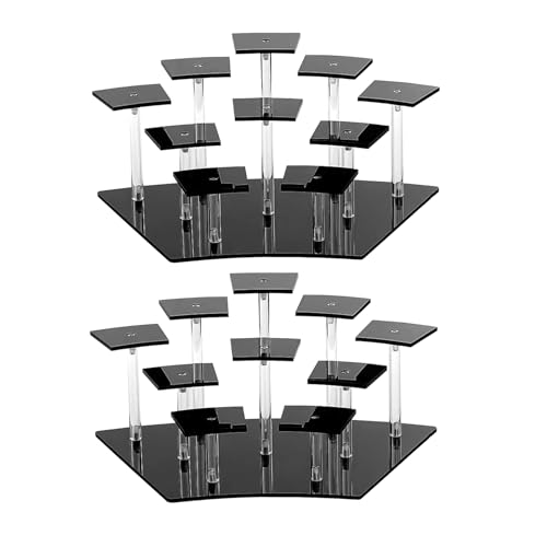 Toolvvik 2 x 10-stöckiger Acryl-Ausstellungsständer, Acryl-Ständer, Parfümhalter, Erhöhung, Regal mit mehreren Ebenen von Toolvvik