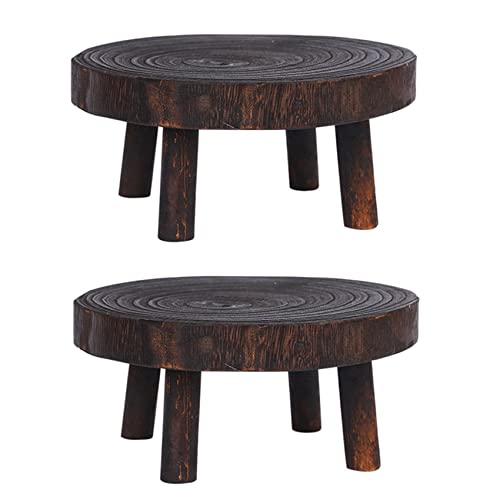 Toolvvik 2X Rustikaler Dekorativer Runder Sockel Blumen Topf Riser Pflanzen Ständer Topf Pflanzen Regal für Drinnen Draußen Hause A von Toolvvik