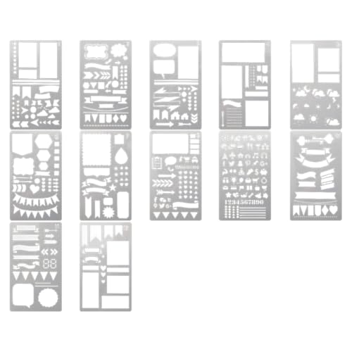 Toolvvik Junk Journaling Schablone Junk Journaling Schablone Set Scrapbooking-Schablonen 1-12 von Toolvvik