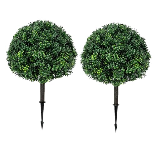 Toolvvik Künstlicher Buchsbaum-Kugelbaum, UV-Beständigkeit, mit Spieß, einfach zu installieren, künstliche Outdoor-Pflanze für Haustür, 2 Stück Toolvvik Künstlicher Buchsbaum-Kugelbaum, UV-Beständigkeit, mit Spieß, einfach zu installieren, künstliche Outdoor-Pflanze für Haustür, 2 Stück von Toolvvik