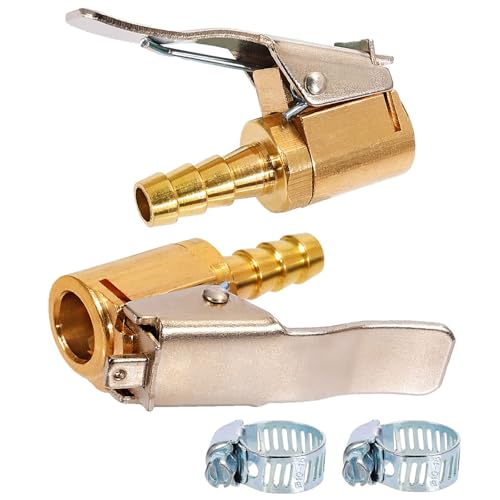 Toolwiz 6mm Air Chuck Autoventil Hebelstecker, 1/4" Französisches Ventil Adapter Fahrradventil Verbindung Reifenfüller Schlauch, Reifendruckprüfer Messing Reifenfüller Autoreifen Ventil, 2 Stück von Toolwiz