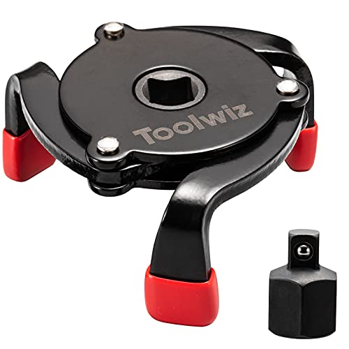 Toolwiz Ölfilterschlüssel Universal 3-Armig Ölfilter Schlüssel 60mm - 98mm Verstellbares Entfernen des Ölfilter Werkzeug - Schwarz/Rot von Toolwiz
