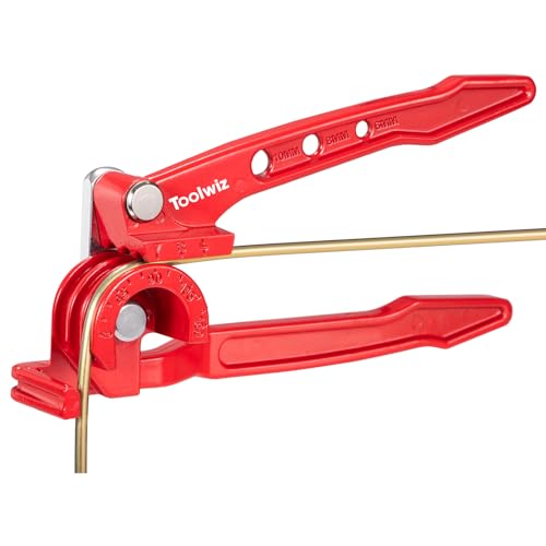 Toolwiz Rohrbiegegerät 3-in-1 Bremsleitung Biegewerkzeug für 6-8-10mm Schläuche Schwerlast Manueller Rohrbieger 0-180 Grad Biegezange für Kupfer, Messing und Aluminiumrohre - Rot von Toolwiz