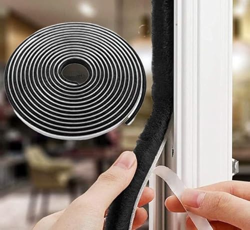 10M Bürstendichtung Selbstklebend Dichtungsband,9mm(B) x 15mm(D) Bürstendichtung für Rolladen Schiebetür,Winddicht Staubdicht Tür Fenster,Insektenschutz schiebetür,Bürstendichtung für türen(Schwarz) von Tooperze