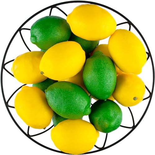 Toopify 20 Stück gelb-grüne künstliche Zitronen künstliche Zitronen künstliche lebensechte Zitrone für Zuhause Haus Küche Party Dekoration 10yellow+10green-3.7" X 2.56" von Toopify