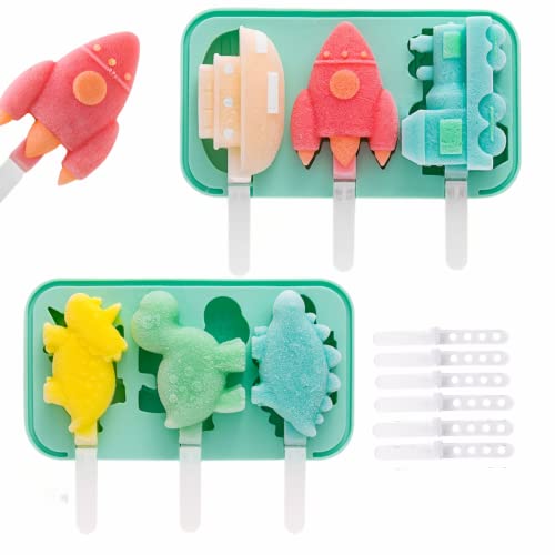 Eisformen Eis am Stiel, Tootesa 2 Stück Silikon Eis am Stiel Eiscreme Cakesicle Formen kinder DIY Kreative Eisform BPA frei wiederverwendbare mit Deckel, (Tiere+Fahrzeug) von Tootesa