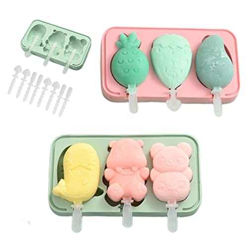 Eisformen Eis am Stiel, Tootesa 2 Stück Silikon Eis am Stiel Eiscreme Cakesicle Formen kinder DIY Kreative Eisform BPA frei wiederverwendbare mit Deckel, hausgemachte Eis am Stiel Früchte Tiere Form von Tootesa