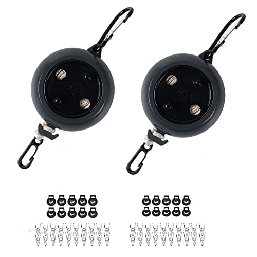 Tootesa 2 Stück Wäscheleine Ausziehbar, 8M Wäscheleine Camping Tragbare Reise Urlaub Outdoor/Indoor, wäscheschnur Wäscheständer mit Stopper und Windproof Wäscheklammern(Schwarz+Schwarz) von Tootesa