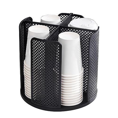 Toothbace Becherspender, 360° Drehbarer Pappbecherspender, Pappbecher Spender mit 4 Fächer, Kaffee Spender Organizer für Büros, Privathaushalte und Restaurants von Toothbace
