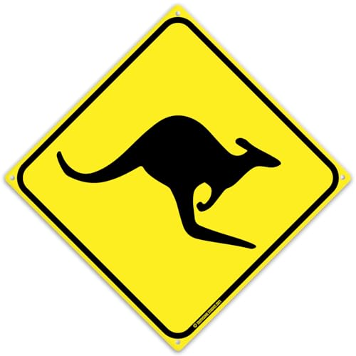 Kangaroo Crossing 30,5 x 30,5 cm Blechschild Straßenschild Xing Australian Outback Theme Plaque Home Decor von Toothsome Studios