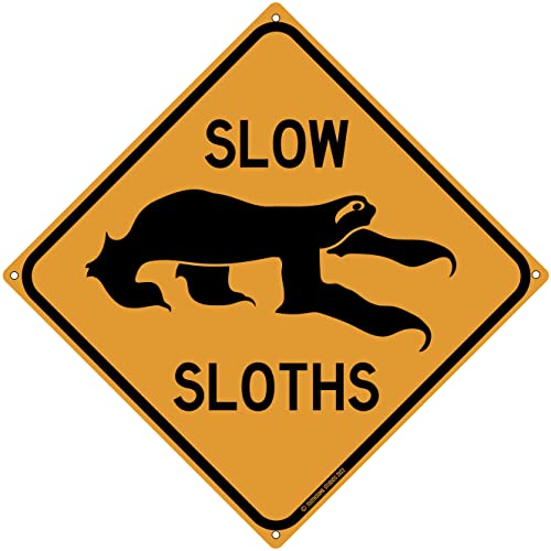 Slow Sloths Crossing 30,5 x 30,5 cm Blechschild Straßenschild niedlich lustig tropisches Dschungel Tierthema Pool Haus Deck Tiki Bar Küste Schlafzimmer Dekor von Toothsome Studios