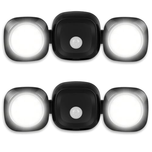 Toowell 2 Stück Bewegungsmelder Aussen Batterie Akku Aussenleuchte mit Bewegungsmelder Batterie Outdoor Leuchte Batteriebetriebene Außenleuchte Wasserdicht Aussenlampe für Garten Garage Veranda von Toowell
