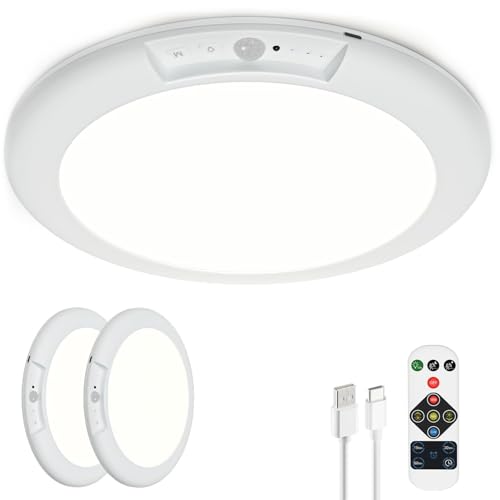 Toowell Akku Lampe mit Bewegungsmelder Innen,Schranklicht mit Bewegungsmelder Schrankbeleuchtung Lampe Ohne Strom,Akku Deckenlampe Ohne Bohren Batterie Badezimmerlampe mit Fernbedienung,2 Stück Toowell Akku Lampe mit Bewegungsmelder Innen,Schranklicht mit Bewegungsmelder Schrankbeleuchtung Lampe Ohne Strom,Akku Deckenlampe Ohne Bohren Batterie Badezimmerlampe mit Fernbedienung,2 Stück von Toowell