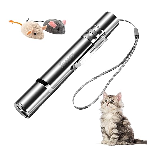 Toozey LED Pointer Katzen Hund Spielzeug, Pointer mit USB Wiederaufladbar, 7 in 1und 5 Muster LED Pointer Interaktives Katzenspielzeug, Bonus Zwei kleine Mäuse Spielzeug von Toozey