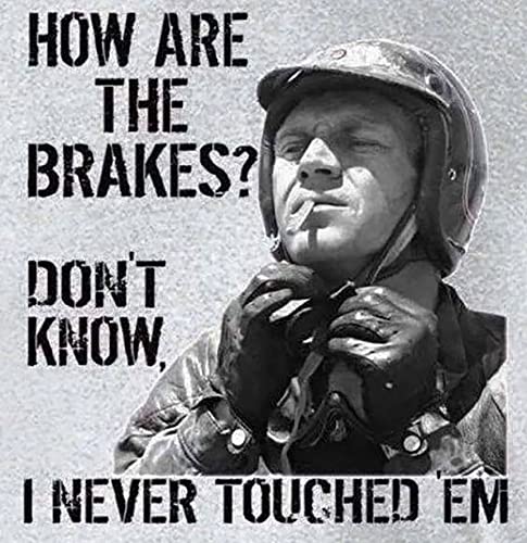 Steve McQueen Wandschild mit Aufschrift "How are the Brakes?", groß, quadratisch, 20 x 20 cm Steve McQueen Wandschild mit Aufschrift "How are the Brakes?", groß, quadratisch, 20 x 20 cm von Top Banana Gifts