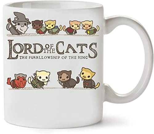 Top Banana Gifts Herr der Katzen – Das Furrllowship of the Ring – lustige Parodie Tasse – glänzende Keramik Fotobecher von Top Banana Gifts