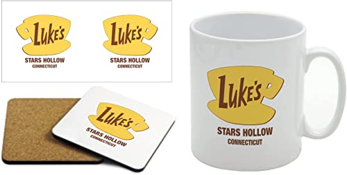 Top Banana Gifts Luke's Diner Tasse und Untersetzer – Star Hollow – Gilmore Girls – glänzende Keramik-Foto-Tasse und Untersetzer-Set von Top Banana Gifts