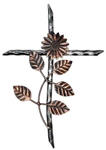 30,5 cm Metall Wandhalterung Kreuz - Sonnenblume/Gänseblümchen Blumengarten Design - Heiliges keltisches Kruzifix Silber & Kupfer Finish Moderne rustikale Jesus Kunst Skulptur 30,5 cm Metall Wandhalterung Kreuz - Sonnenblume/Gänseblümchen Blumengarten Design - Heiliges keltisches Kruzifix Silber & Kupfer Finish Moderne rustikale Jesus Kunst Skulptur von Top Brass