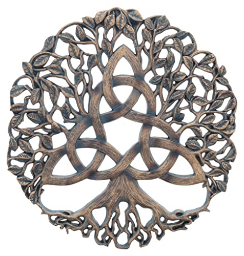Top Brass Trinity Knot Baum des Lebens Wandschild Dekorative spirituelle keltische Gartenkunst Skulptur von Top Brass