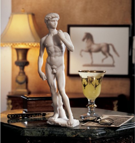 Top Collection 12 Kleine David Statue von Michelangelo in der weißen Marmor-Finish von Top Collection
