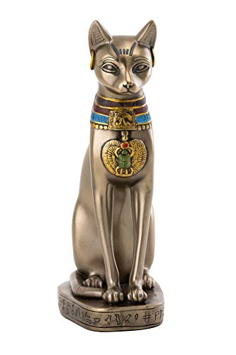 Top Collection 20,3 cm H Ägyptische Katze Göttin Bastet Figur Authentische Nachbildung zu Ehren Ihrer geliebten Katze Bronzepulver gemischt mit Harz - Bronze-Finish mit Farbakzenten von Top Collection