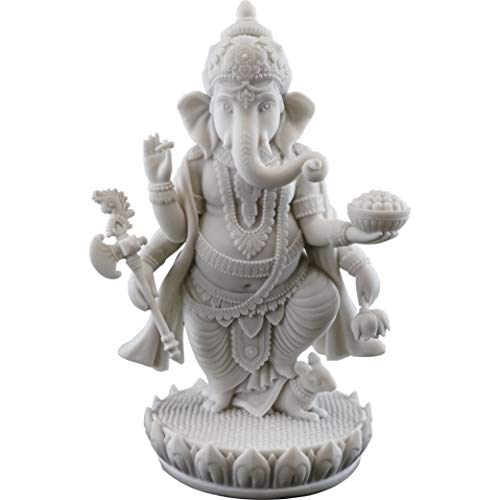 Top Collection Stehende Ganesha-Statue in weißem Marmor-Finish, Hindu-Skulptur Herr des Erfolgs, 19,1 x 12,1 cm von Top Collection