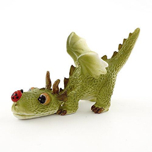 Mini-Drachen-Statue von Top Collection, für Feen-Gärten und Terrarien, Statue eines kleinen Drachens, der mit einem Marienkäfer spielt, klein, 4414 von Top Collection