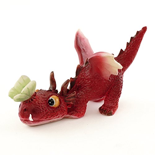 Top Collection Miniatur-Fairy Garden und Terrarium Mini Red Dragon Spielen mit Schmetterling Figur von Top Collection