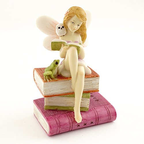 Top Collection Miniatur Garten und Terrarium Fairy Lesung auf Büchern mit Frosch und Eule Figur von Top Collection